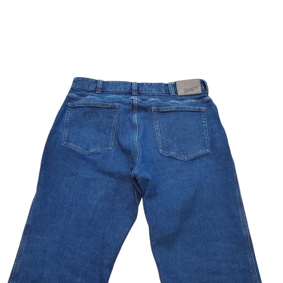 DULUTH SZ 36W D Flex Ballroom Relaxed Fit Roomy Utility Fit Blue Jeans - Picture 11 of 15